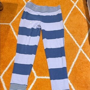 Striped Blue and Gray Leggings